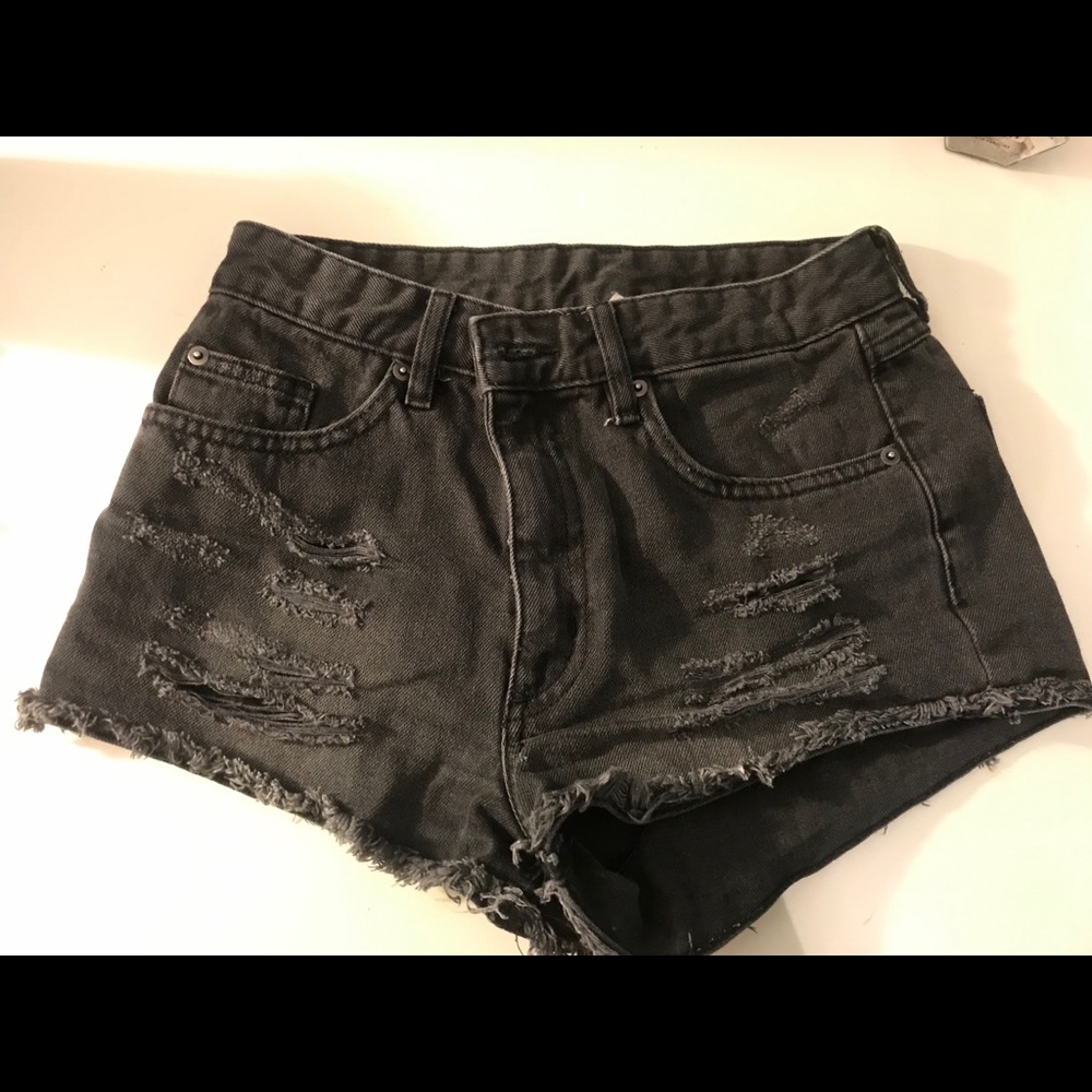 Black jean shorts